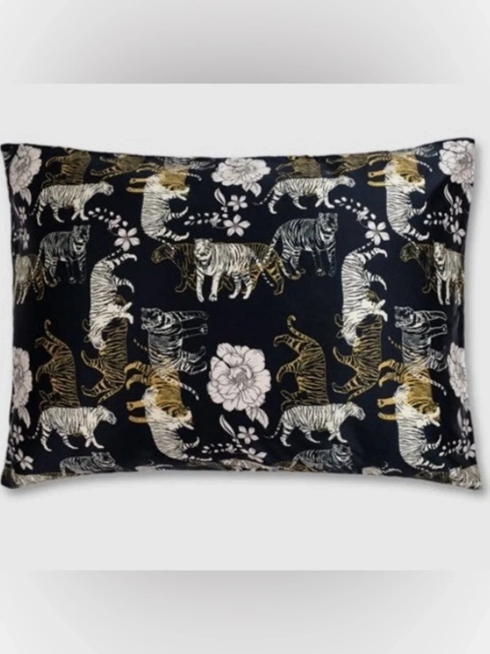 Johnny Was Black Floral & Tiger Print Pillow Cover